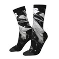 thumbnail image 1 of Balery Fluid Black White Paint Swirls Calcetas Largas con Estampado para Hombre y Mujer – Suaves y Transpirables, Talla Única (US 5-11), 1 of 6