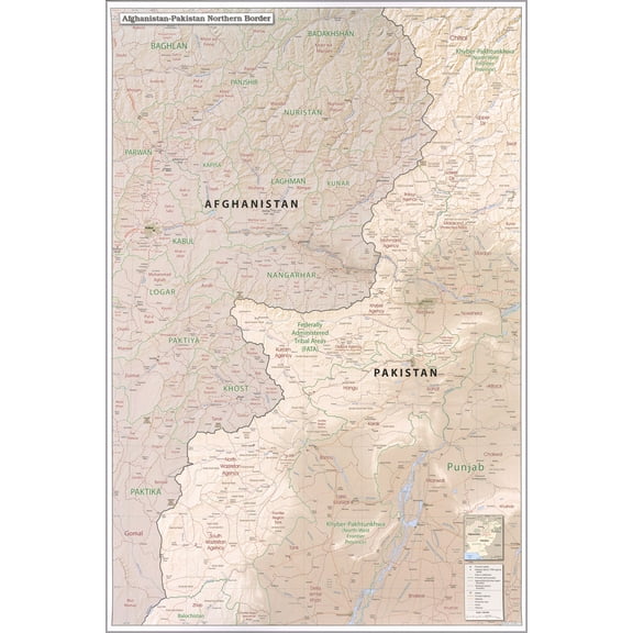 24"x36" Gallery Poster, CIA Map of Afghanistan Pakistan northern border 2010