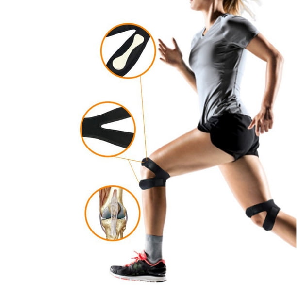 par de rodilleras con correa de soporte de neopreno ajustable doble, talla única, ideal para aliviar el dolor de rodilla y la artritis, para correr, saltar y recuperarse de lesiones de tenis