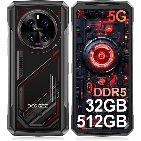 DOOGEE V40 Rugged Smartphone 5G,32GB+512GB/2TB Rugged Phone,4nm D7300,6.78" FHD+120Hz Rugged Unlocked Cell Phone,108MP+20MP Night Vision,8680mAh,3 Card Slots/Dual Unlock/NFC/Wi-Fi6E/IP69K