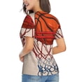 thumbnail image 3 of Honeii Basketball Shot Print Women's Classic V-Neck T-Shirt,Womens Fashion Tops,Stylish Everyday Top for Women, Casual Summer Spring Outfits Clothes-Small, 3 of 5