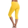 thumbnail image 3 of RPVATI High Waisted Capri Leggings for Women Athletic Tummy Control Knee Length Yoga Pants Lounge Slimming Cropped Leggings Yellow S, 3 of 3