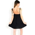 thumbnail image 6 of Women's Spaghetti Strap V-Neck Slip Dress with Empire Waist and Flowy Design- Black,Large, 6 of 7