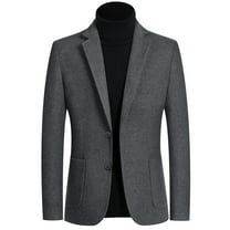 SWSMCLT Mens Jacket Two Button Flap Pocket Slim Fit Suit Jacket Wool Blend Fitted Blazer Notch Lapel Business Casual Suit Separate Grey 44