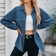 thumbnail image 2 of Camisa vaquera de primavera para mujer: estilo oversize boyfriend, botones, bolsillos en el pecho, aberturas laterales. Ideal para combinar en primavera y otoño., 2 of 7