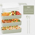 thumbnail image 3 of Bento Box Lunch Box,3-In-1 Compartment Containers - Wheat Straw, Leakproof Eco-Friendly Stackable Bento Lunch Box, 3 of 5