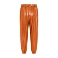thumbnail image 4 of TTAO Kids Girls Shiny Metallic Ribbed Harem Dance Pants Lightweight Trousers Hip Hop Street Performance Dancewear Orange 5-6, 4 of 5