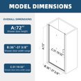 thumbnail image 2 of 36" W x 72" H Pivot Shower Door, Universal Pivot Shower Door with 1/4" Tempered Glass and Matte Black Finish, Pivot Swing Shower Glass Door for Bathroom, Open Outside, 2 of 7