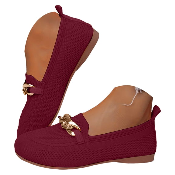 YLYL Women's Penny Loafers Metal Buckle Low Heel Comfortable Casual Dressy Slip on Walking Driving Flat Shoes