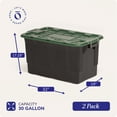 thumbnail image 4 of Homz 2 Pack 30-Gallon Plastic Stackable Home Storage Bins with Lids, Black/Green, 4 of 12