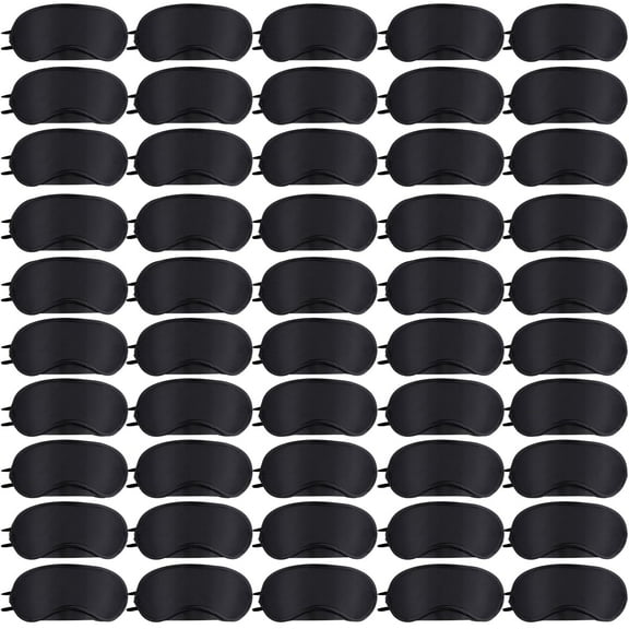 50 Pieces Blindfold Eye Cover Sleep Mask,Blind Folds for Game,4 Layers Blindfold Sleeping Masks,Soft Sleep Mask Bulk with Nose Pad and Elastic Strap for Games Party Travel Sleep Women Men,Black