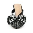 thumbnail image 6 of BLISSFUL STEP Women's Shoes Pointed Toe Sparkly Rhinestone Bow Stiletto Heels Mules Black 7, 6 of 8