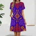 thumbnail image 2 of Aladdin's Magic Lamp Dress Fashion Beach Short Sleeve Dresses Female Party Printed Sundress, 2 of 7