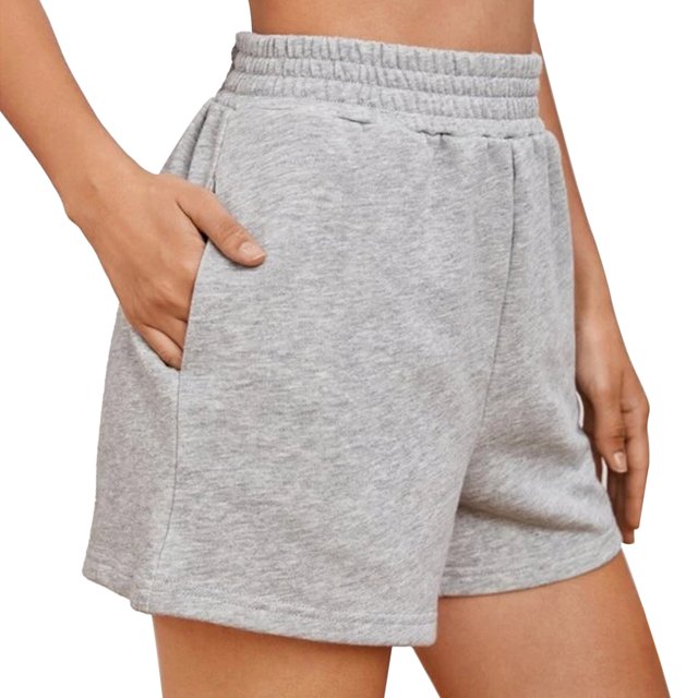 Pantalones cortos de pierna ancha, pantalones cortos deportivos ajustados informales de color puro de cintura alta elásticos para citas de mujeres