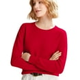 thumbnail image 2 of Sweaters for Women Crew Neck Long Sleeve Knit Tops Lightweight Soft Pullover Cozy Winter Casual Wear 2026 Red XL, 2 of 9
