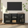 thumbnail image 2 of Plank+Beam Mid Century Modern Solid Wood Sideboard with 2 Doors and 6 Shelves, 59" TV Stand for Living Room, Black, 2 of 13