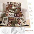 thumbnail image 5 of Country Patch Plaid Blanket Soft Cozy Warm Throw Blanket for Couch, Plush Fuzzy Flannel Fleece Blankets for Sofa, Brown Farmhouse Retro Bear Deer Cabin Bed Blankets Lightweight Gifts for Men, 50"x80", 5 of 9