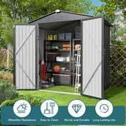 Lofka 6x4 FT Outdoor Storage Shed Lockable Weatherproof Garden Tool Shed Dark Grey