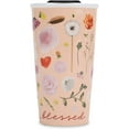 thumbnail image 2 of Lighthouse Thankful and Blessed Blush Pink 12 ounce Ceramic Travel Tumbler Mug, 2 of 6