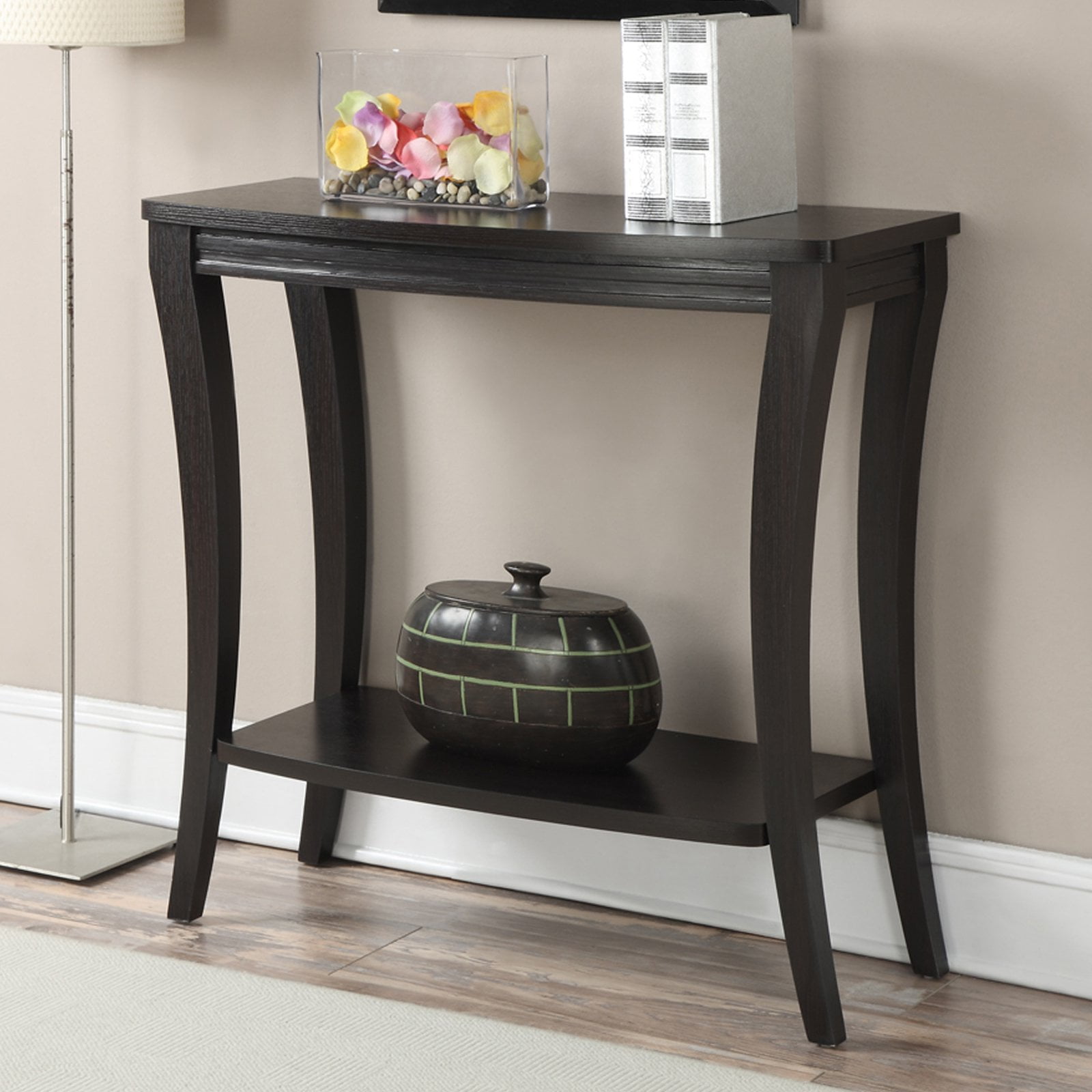 Convenience Concepts Newport Console Table with Shelf, Espresso