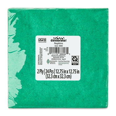 6.5" x 6.5" Disposable Green Paper Napkins, 24 Count, by Way To Celebrate