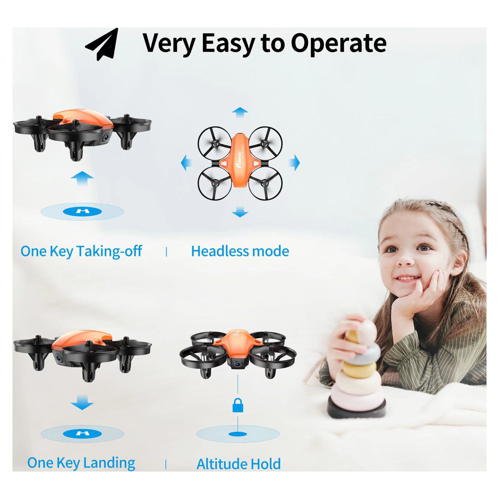 Potensic A20 Red Mini Drone Easy to Fly Helicopter for Kids – Kids Toys