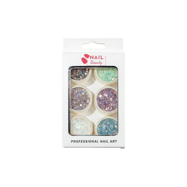 Juego de 6 lentejuelas mixtas con purpurina de cristal para decoración de uñas
