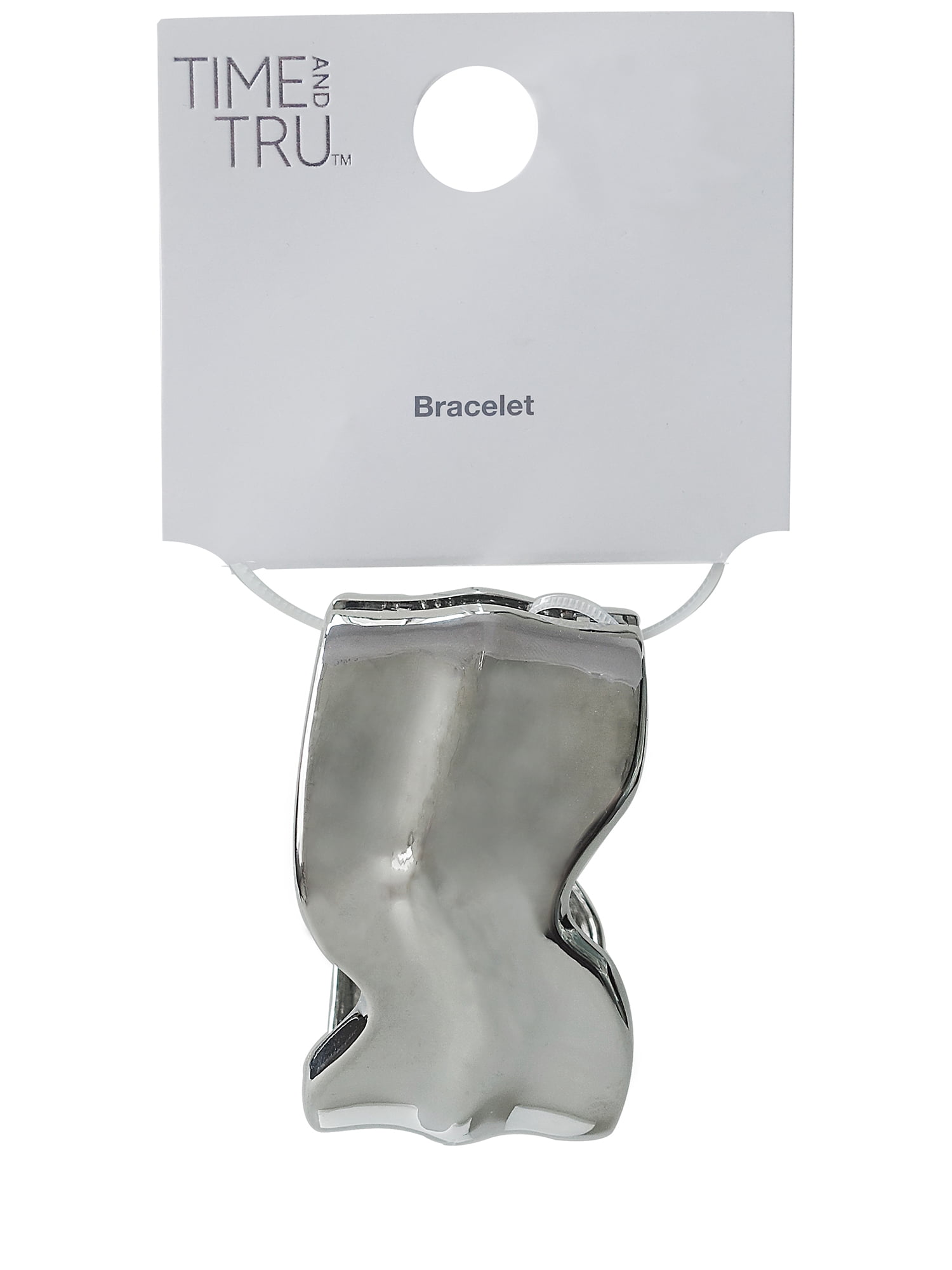 Time and Tru Women's Hinged Cuff Bracelet, Silver-Tone