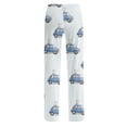 thumbnail image 5 of Easter Pajamas Women Stretch Waist Drawstring Lounge Pjs Funny Bunny Print Soft Wide Leg Pants (Cyan,M), 5 of 6