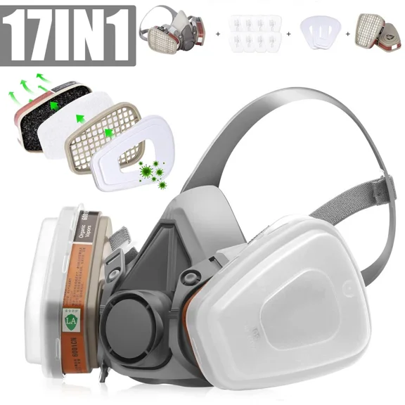 17 In 1 6200 Half Facepiece Gas Mask Reusable Respirators For Spraying Painting
