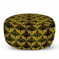 thumbnail image 1 of Yellow Damask Pouf Cover with Zipper, Renaissance Pattern Inspired Wave Shaped Leaves, Soft Decorative Fabric Unstuffed Case, 30" W X 17.3" L, Dark Green Yellow, by Ambesonne, 1 of 5