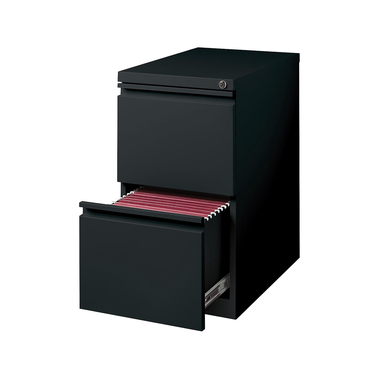 Staples 2-Drawer Vertical File Cabinet Locking Letter Black 19.88"D 375804