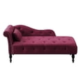 thumbnail image 4 of Velvet Chaise Lounge Zarler Indoor Modern Tufted Long Lounger with Pillow for Living Room Bedroom Office HotPink, 4 of 9