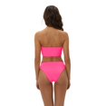 thumbnail image 7 of Clearance Sale Women's 3 Piece Swimsuit Bandeau Bikini Set Strapless Swimsuit Top + Mid Rise Panties + Striped Kimono Chiffon Cardigans Cover Up Three Piece Bathing Suits XS-XL, 7 of 7