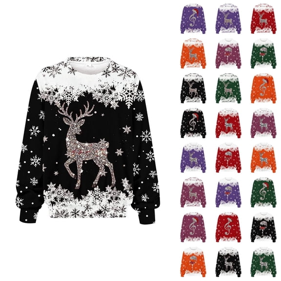 Christmas Sweatshirt for Women 2025 Long Sleeve Crewneck Soft Comfortable Pullover Top