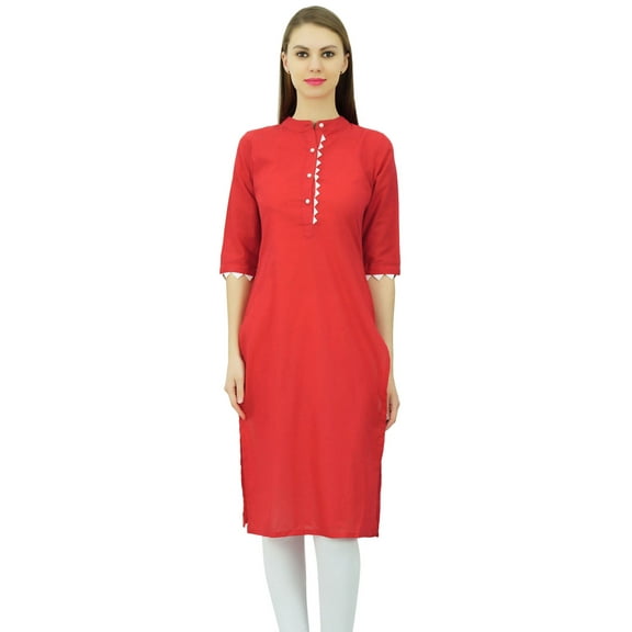Phagun Cotton Plain Kurti Designer Tunic Mandarin Collar Ethnic Casual Kurta Blouse