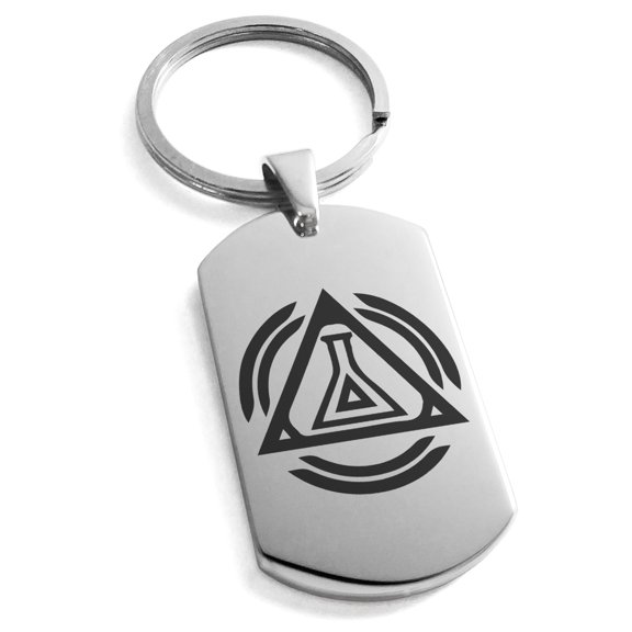 Stainless Steel Alchemy Magic Rune Engraved Dog Tag Keychain Keyring
