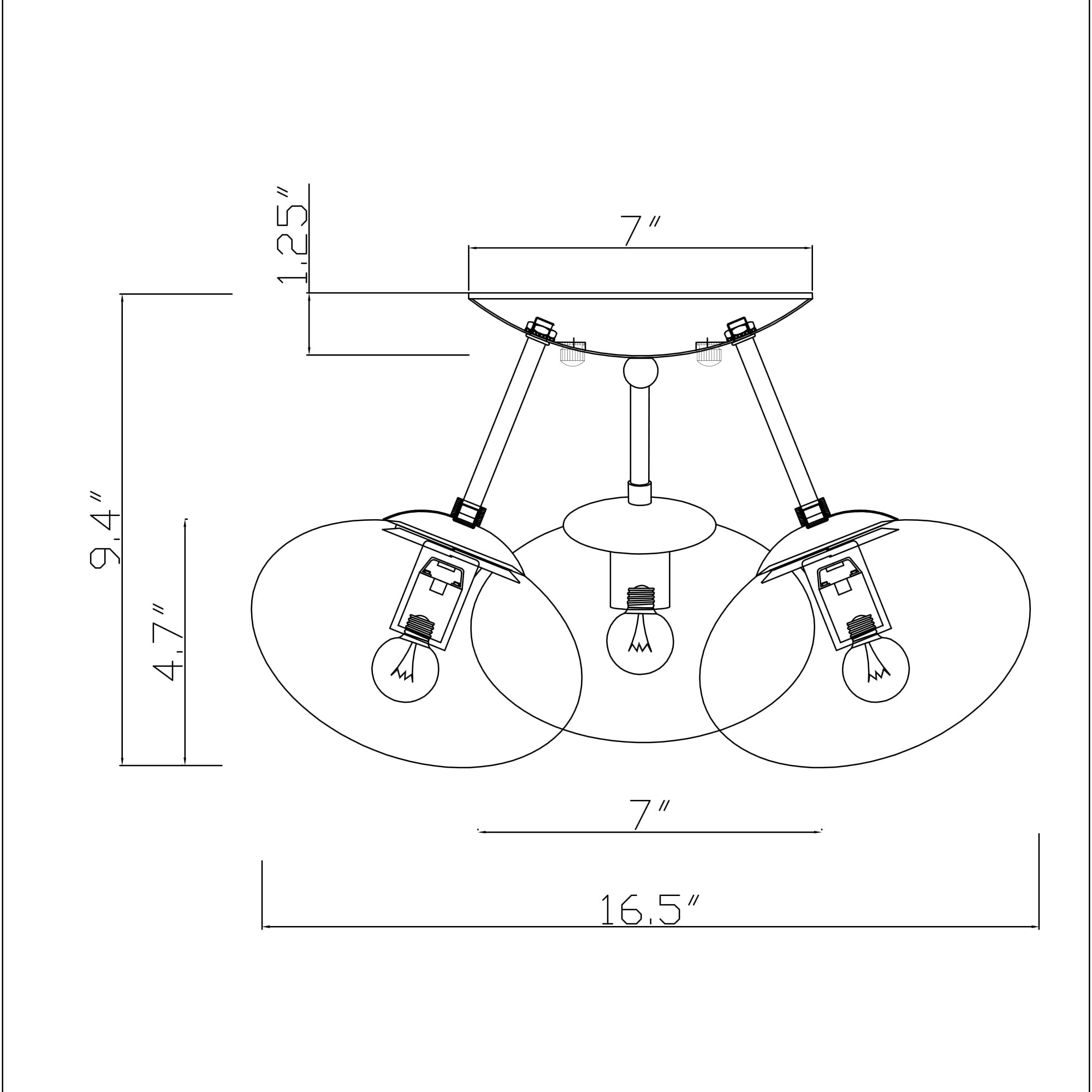 Tashan Aged Brass 3-Light Globe Clear Glass Shade Semi-Flush Mount