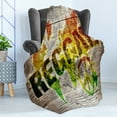 thumbnail image 4 of Rasta Soft Flannel Fleece Throw Blanket, World Map on Plaques Reggae Lettering and Peace, Cozy Plush for Indoor and Outdoor Use, 60" x 80", Pale Brown Orange, by Ambesonne, 4 of 5