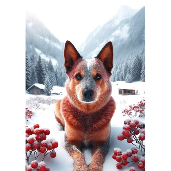 Australian Cattle Dog Red - Best of Breed DCR Winter Berries Garden Flag 12" x 17"
