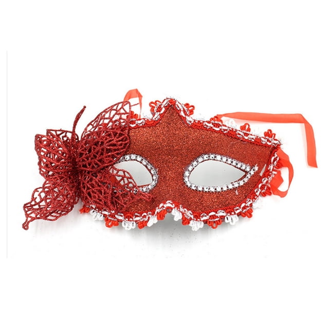 Máscara Venice Masquerade Princess roja de media cara de PVC