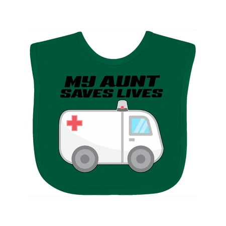 

Inktastic My Aunt Saves Lives- Ambulance Gift Baby Boy or Baby Girl Bib