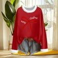 thumbnail image 4 of Craaazy Christmas Womens Shirts Fleece Crew Neck Long Sleeve Womens Tops Christmas Prints Loose Pullover Gifts for Women, 4 of 6