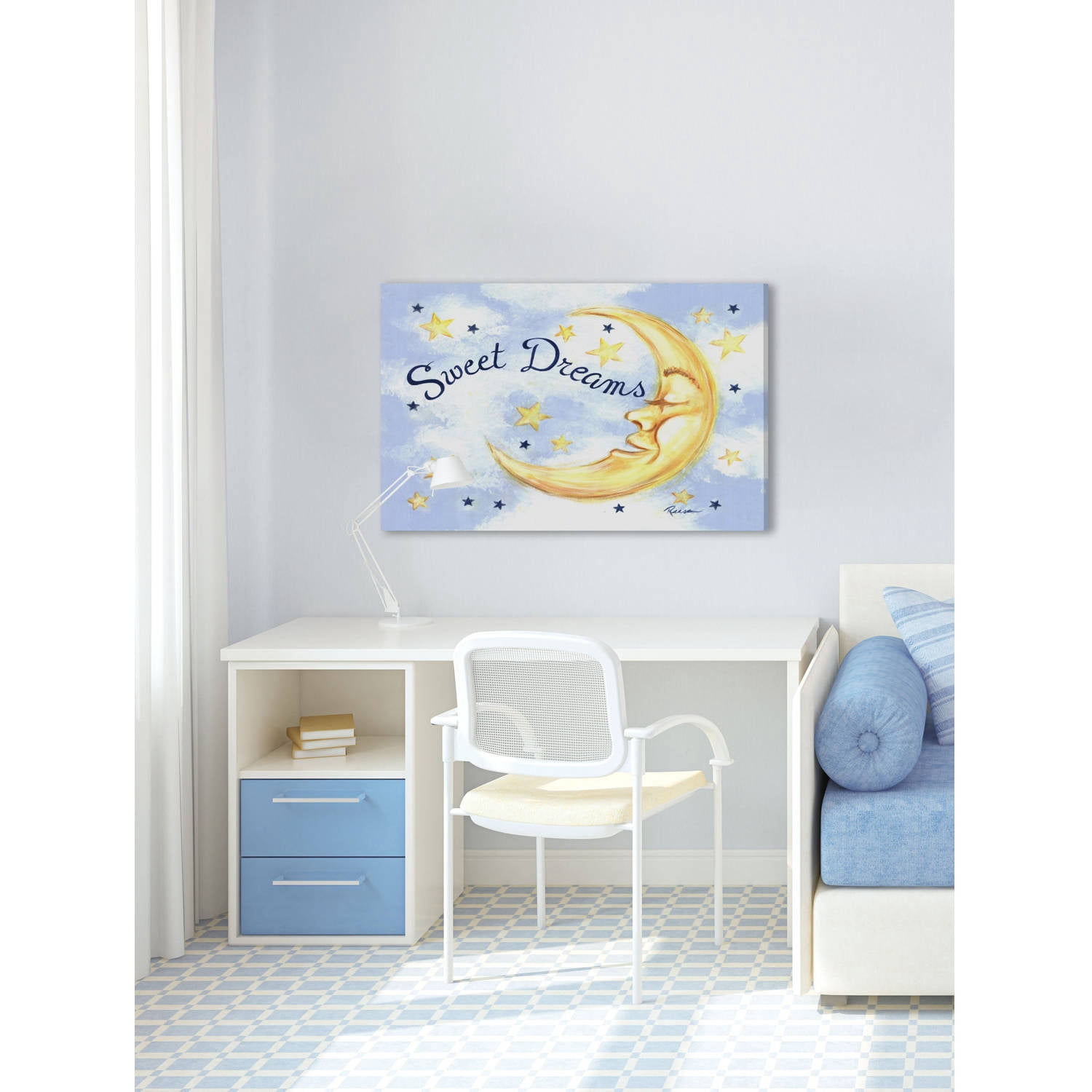 Marmont Hill "Sweet Dreams Moon" by Reesa Qualia Painting Print on Wrapped Canvas