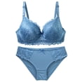 thumbnail image 2 of THDHVS Womens Bras,Push Up Bras for Women,Underwire Bra and Brief Set Lightly Lined Lift Support Thin for Everyday Matching Blue, 2 of 5
