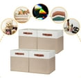 thumbnail image 2 of Cube Storage Bins,13 x 13 x 13 inch Fabric Storage Cubes for Organizing,Collapsible foldable Linen Canvas Closet Storage Bins for Shelves Closet Bedroom Toys Home Office(White&Khaki-4 Pack), 2 of 10