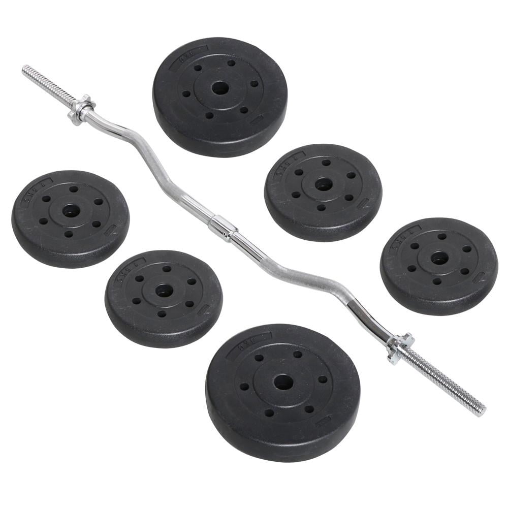 Alden Design 55 lb Barbell Dumbbell Weightlifting Set Lifting Exercise Curl Bar for Home/Gym