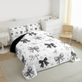 thumbnail image 3 of jejeloiu Kawaii Bow Ribbon Full Size Comforter Sets,Gray Bowtie Leopard Print Bedding Sets For Girls Teens Reversible 3pcs, 3 of 8