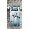 thumbnail image 3 of Ambesonne Underwater Quilted Bedspread Set 2 Pcs, Sharks Coral Aquatic, Twin Size, Multicolor, 3 of 3