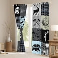 thumbnail image 3 of Retro Cabin Decor Curtains, Deer Bear Elk 30%-50% Blackout Curtains Vintage Rustic Farmhouse Curtains & Drapes Western Cowboy Patchwork Window Treatments 52"Wx84"L 2 Panels, Grey Black, 3 of 5